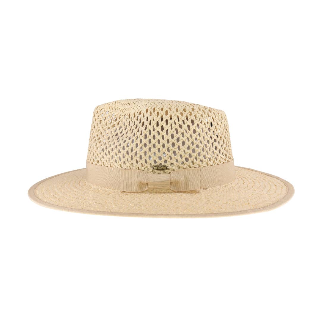 Open Weave Bow Trim C.C Panama Hat