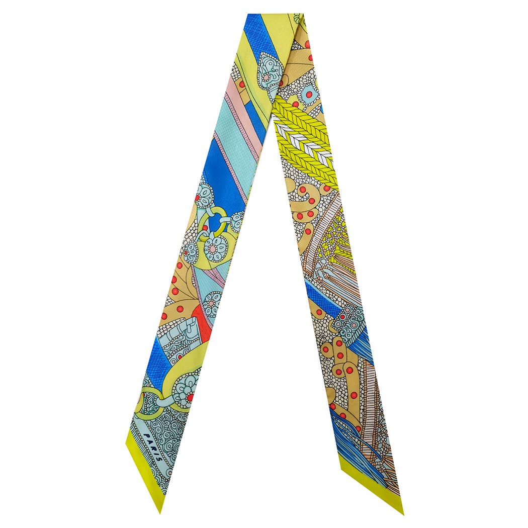 Colorful Pattern Print Light Weight Twilly Scarf