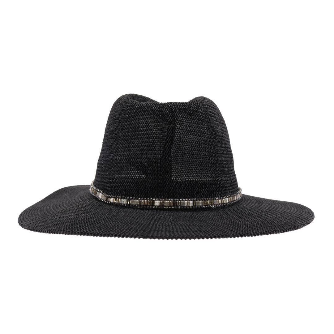 Knit Multi Thread Rhinestone Band Panama Hat