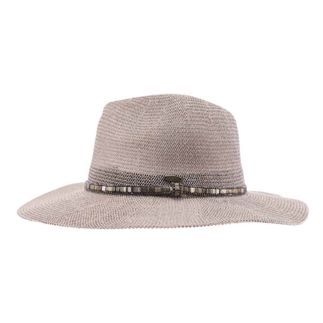 Knit Multi Thread Rhinestone Band Panama Hat
