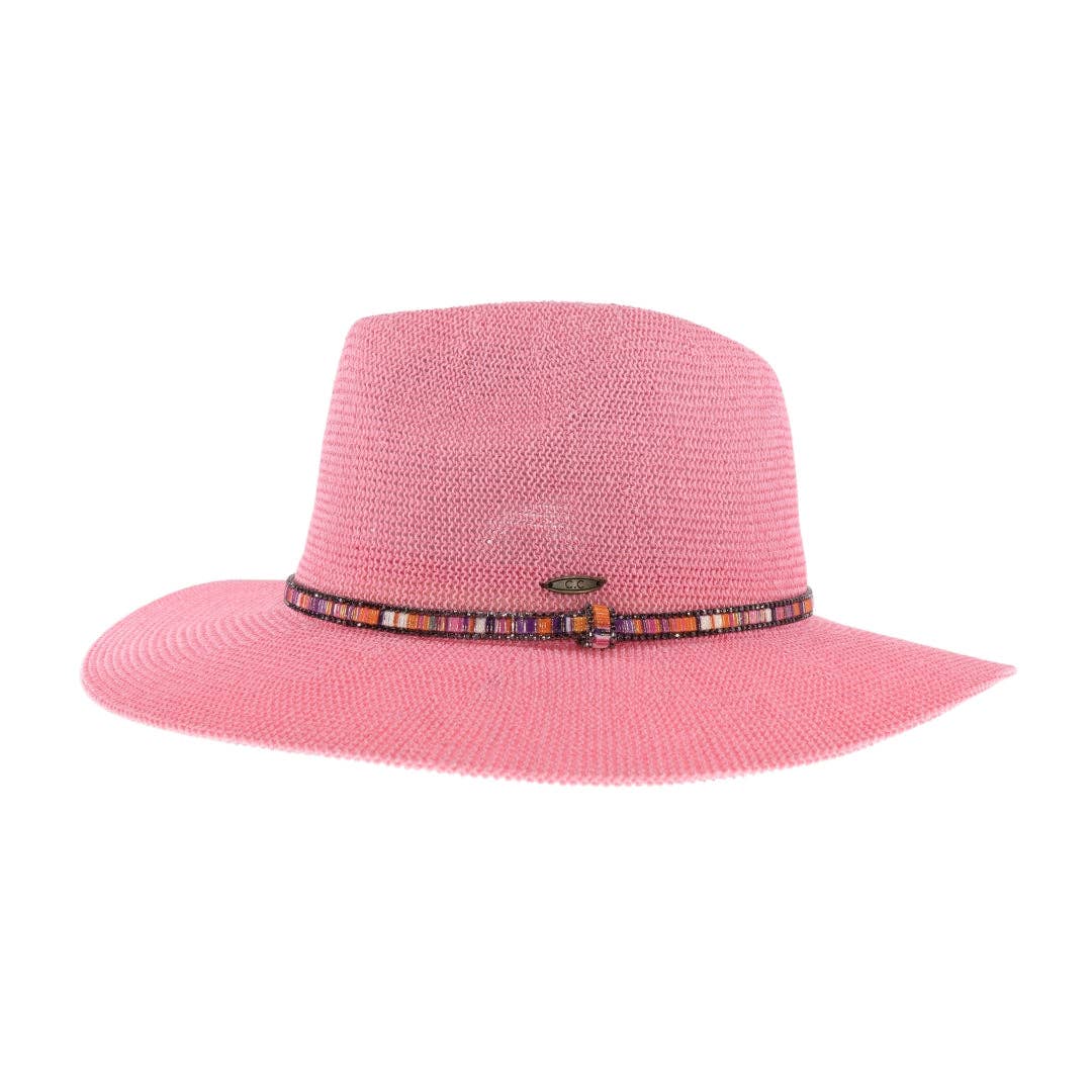 Knit Multi Thread Rhinestone Band Panama Hat