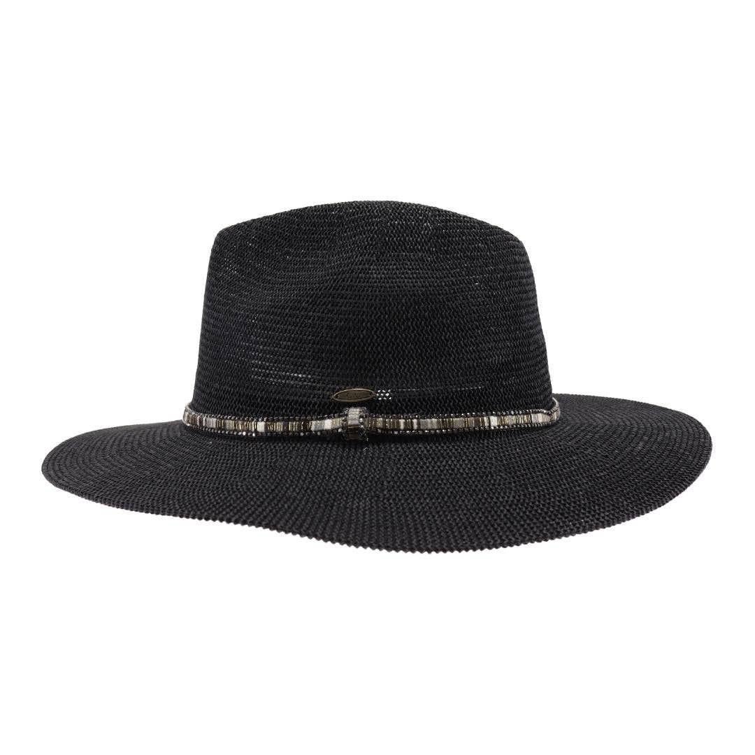 Knit Multi Thread Rhinestone Band Panama Hat