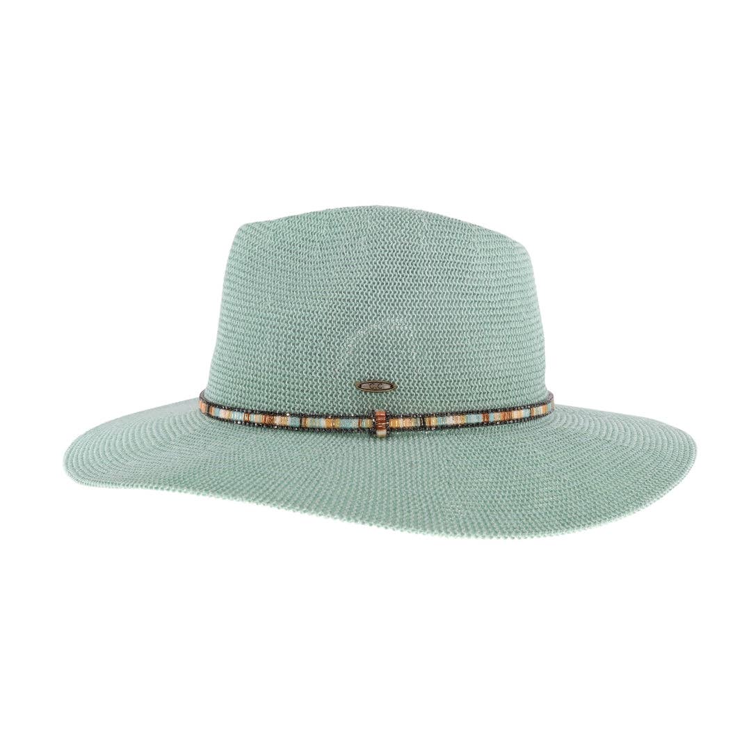 Knit Multi Thread Rhinestone Band Panama Hat
