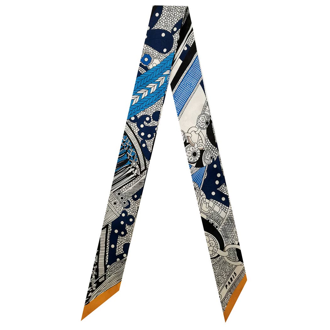 Colorful Pattern Print Light Weight Twilly Scarf