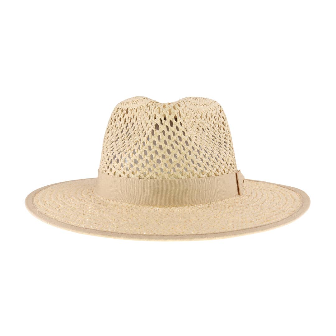 Open Weave Bow Trim C.C Panama Hat