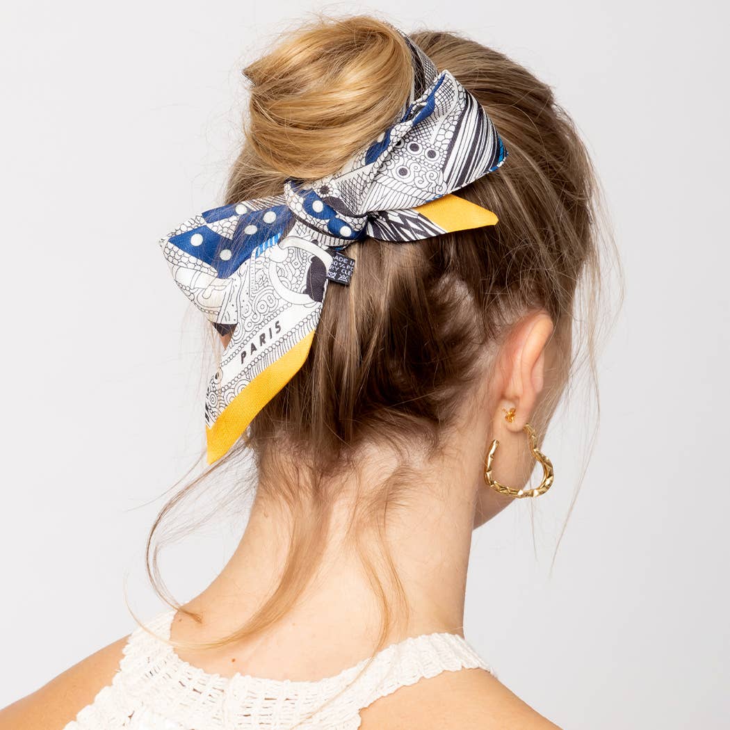 Colorful Pattern Print Light Weight Twilly Scarf
