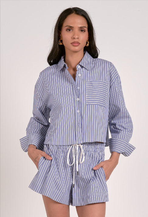 Navy Stripe Button Down Shirt