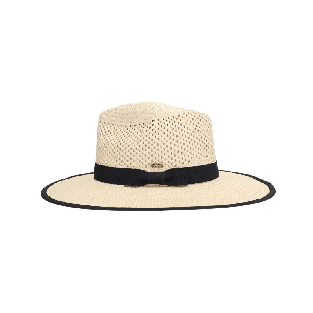 Open Weave Bow Trim C.C Panama Hat