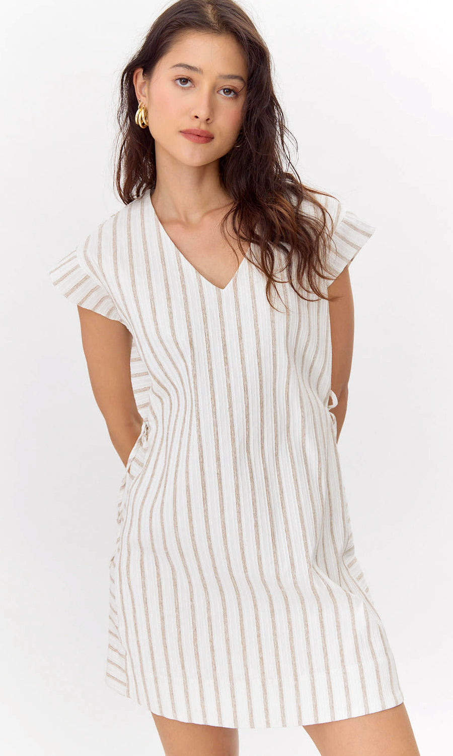 Joanna Textured Stripe Side Tie Mini Dress