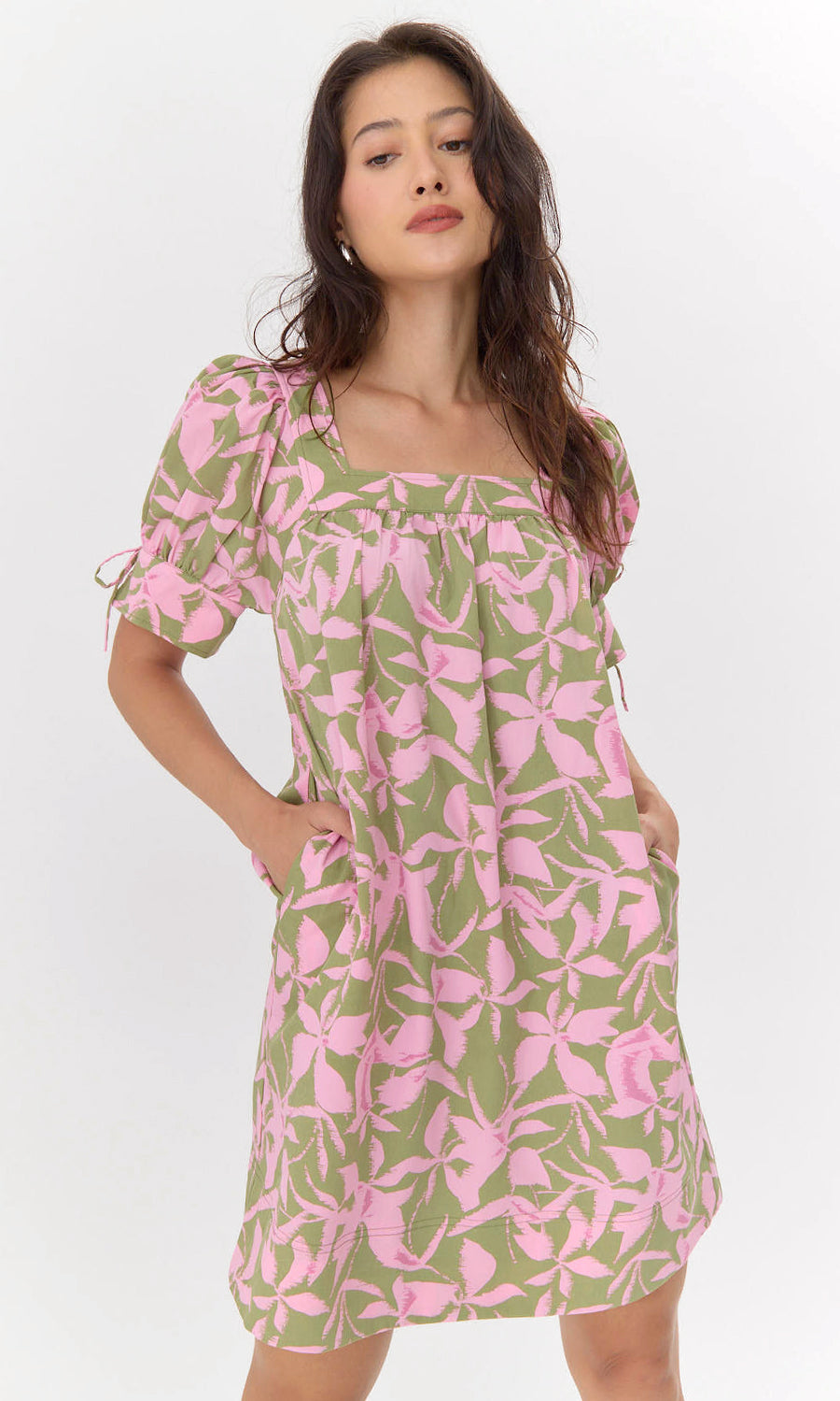 Vienna Print Square Neck Mini Dress