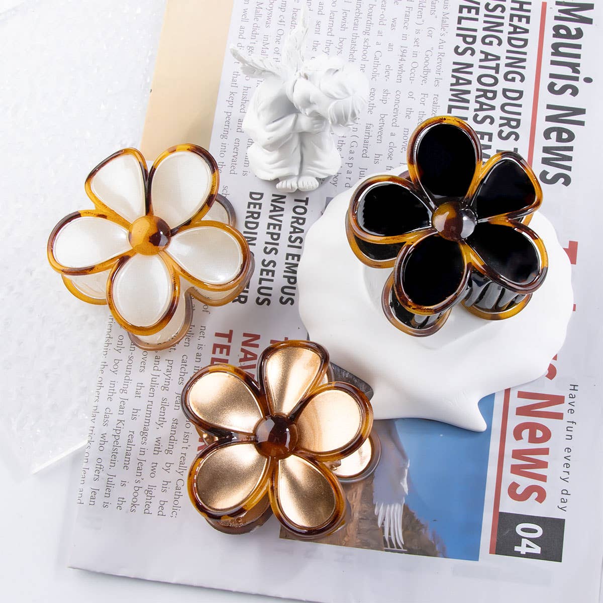 GOLD FLORAL FLOWER HAIR CLAW CLIPS FOR FALL_CWAHA0681