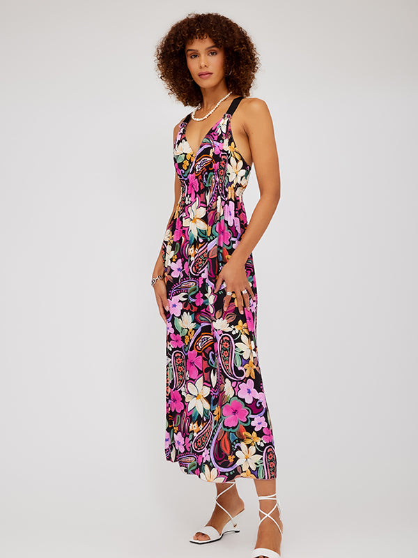 Halter Print Midi Dress