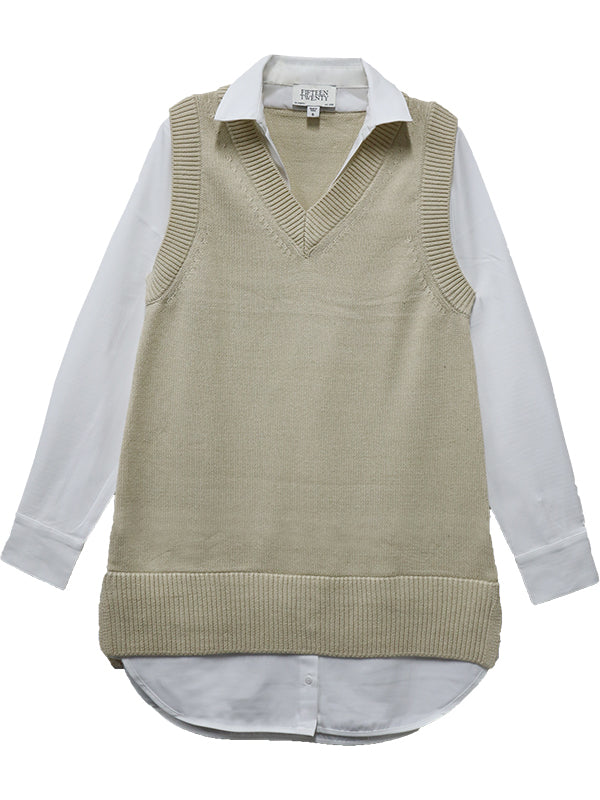 Elora Mixed Media Vest Dress