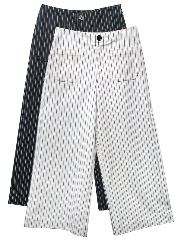 Stripe Cropped Wide Leg Pants