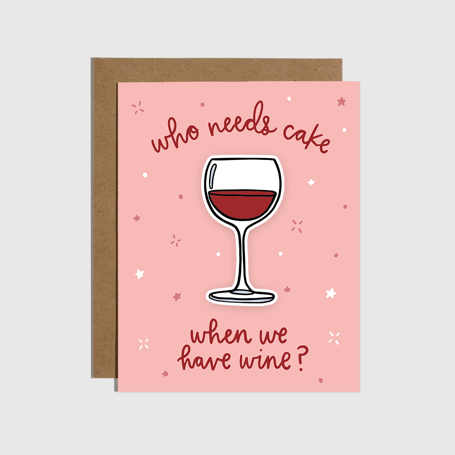 Cake Wine Sticker Card