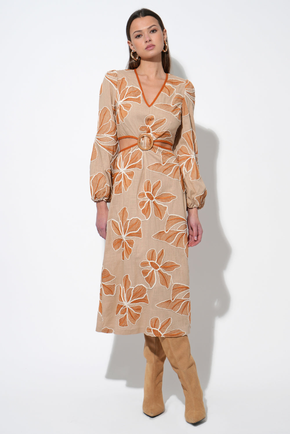 Joy Embroidered Maxi with Side Cut Out