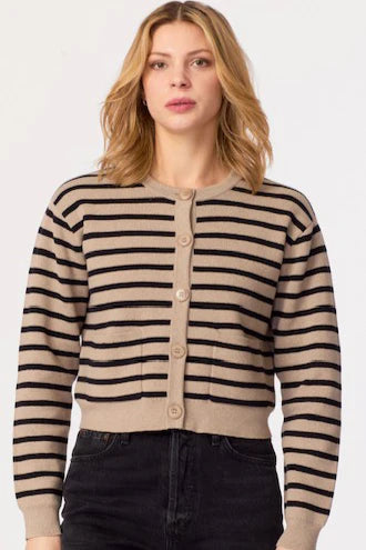 Striped Button Front Cardie