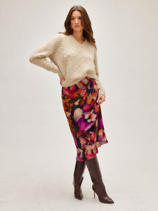 Floral Bias Cut Midi Skirt