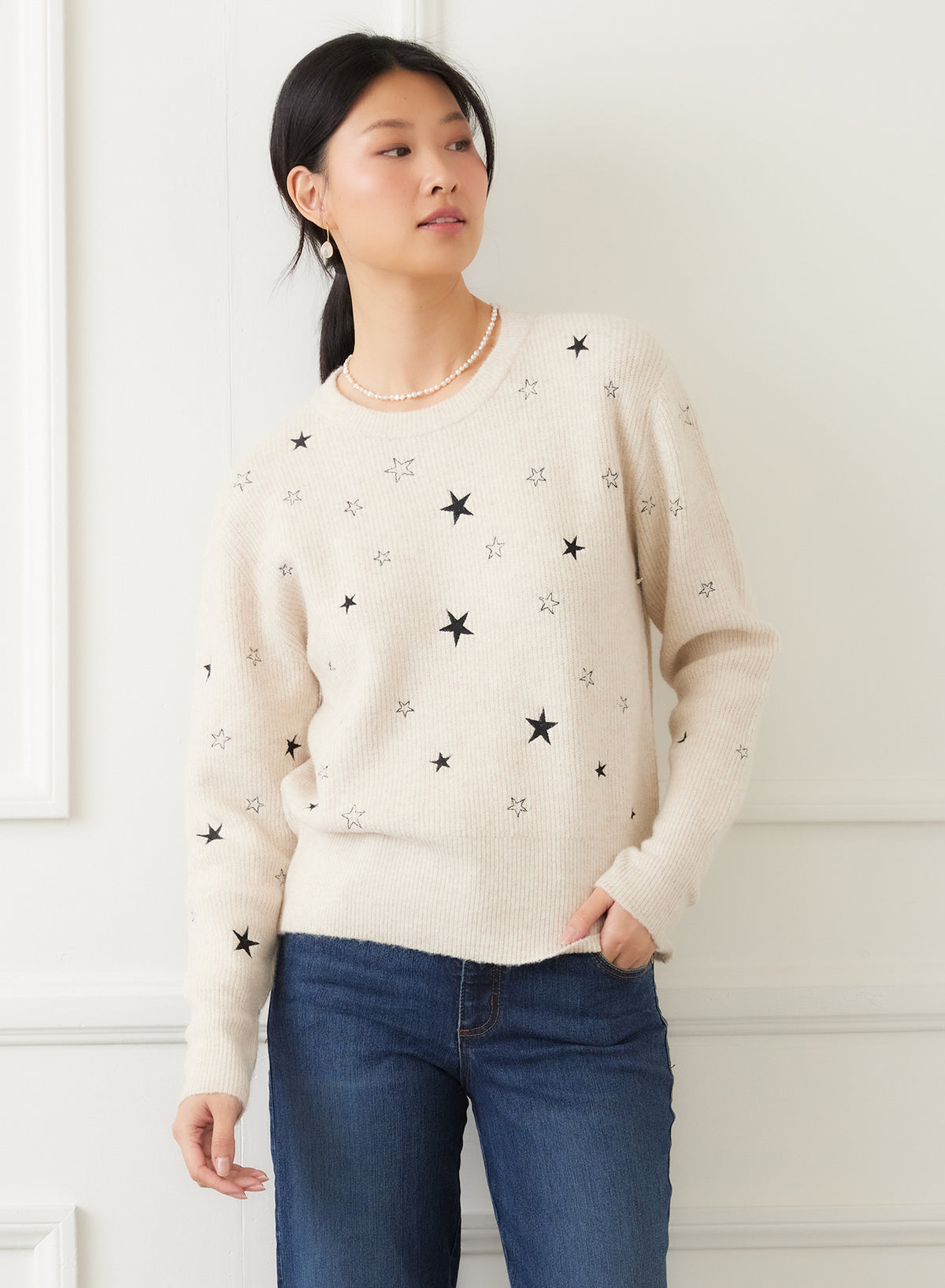 Embroidered Stars Sweater