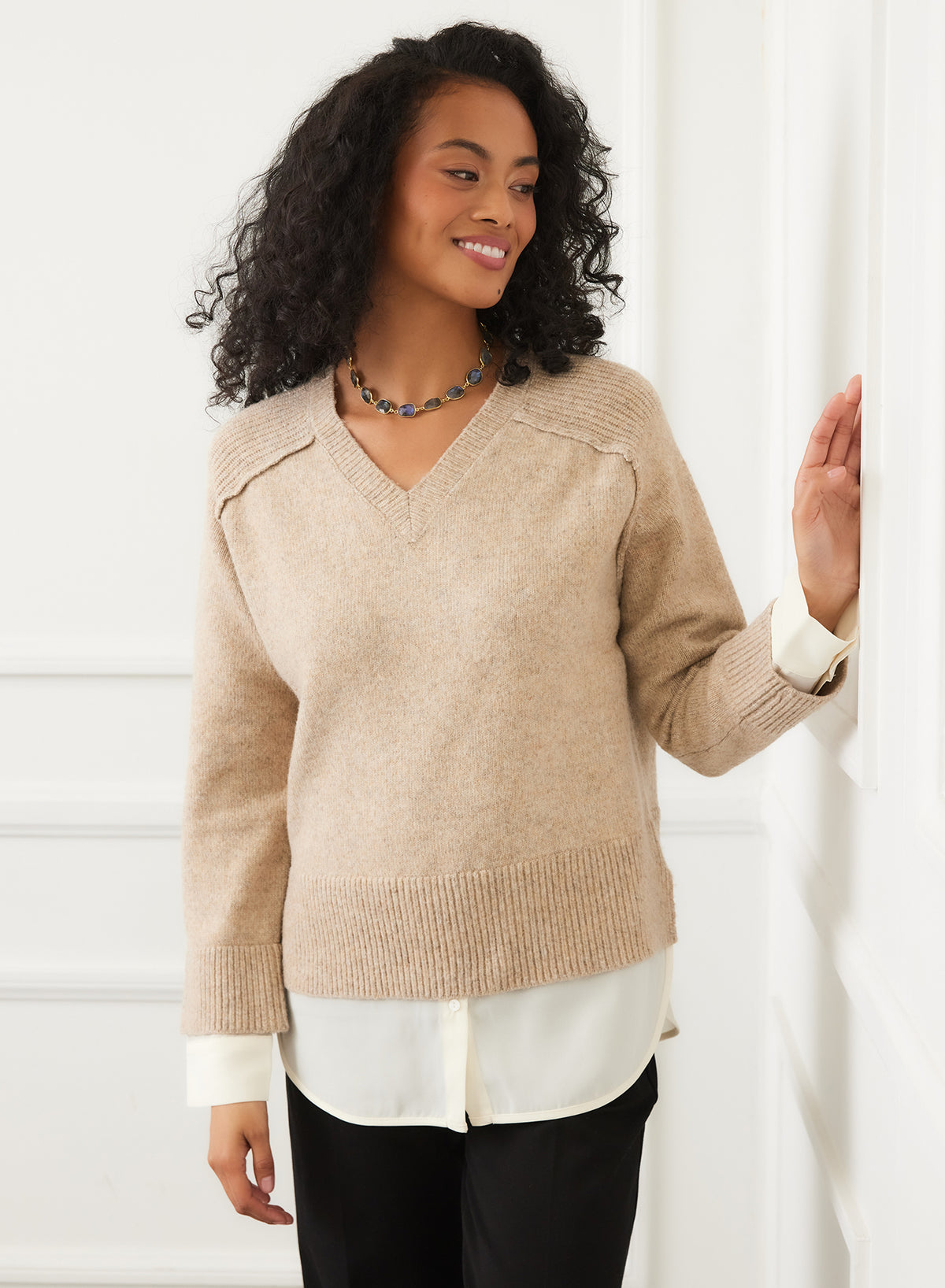 Layered V Neck Sweater
