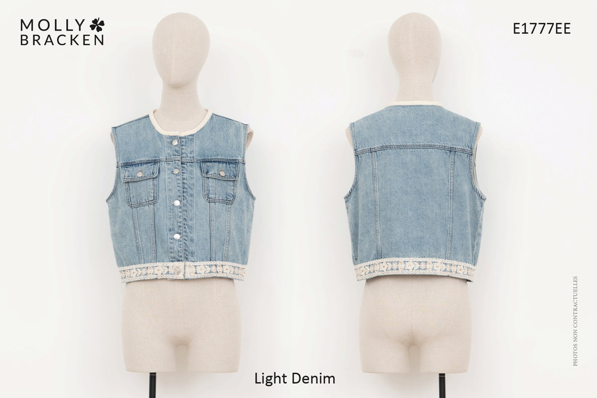 LADIES WOVEN SLEEVELESS JACKET