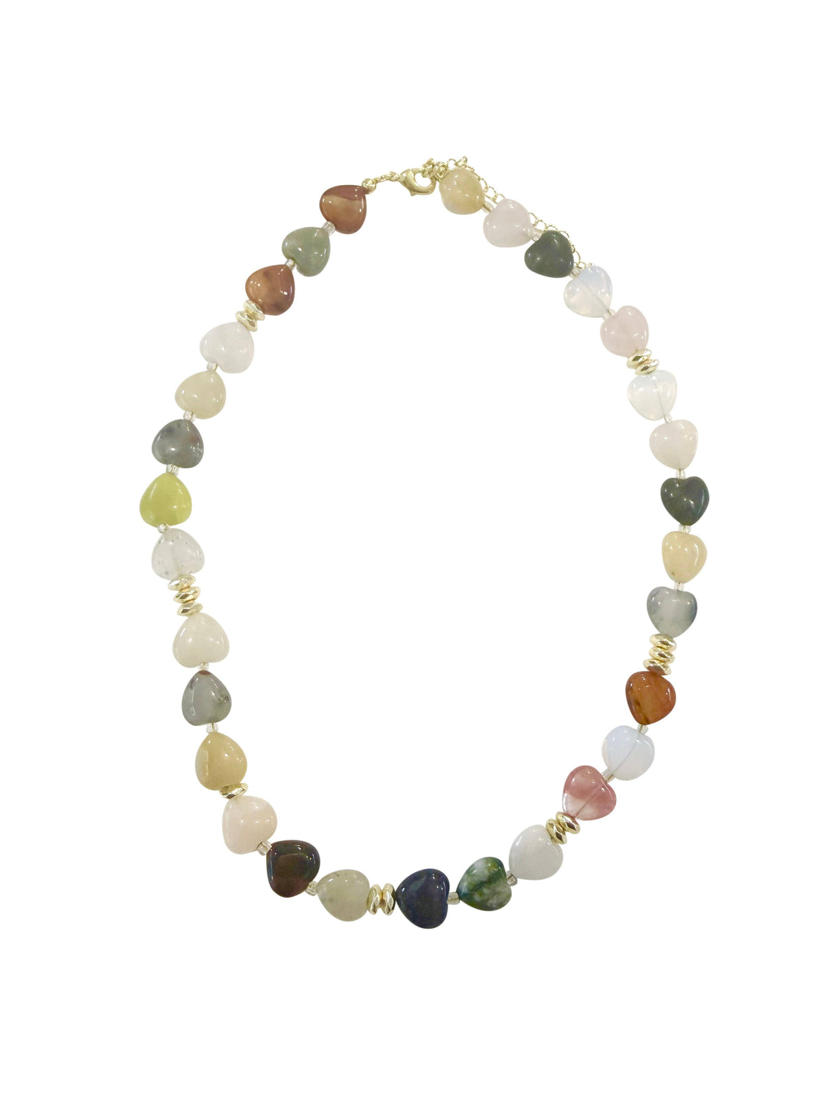 Morgan Heart Beaded Necklace- Olive Mix