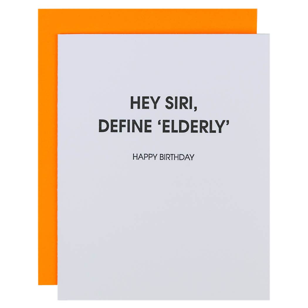 Siri Define Elderly Letterpress Greeting Card Birthday Old