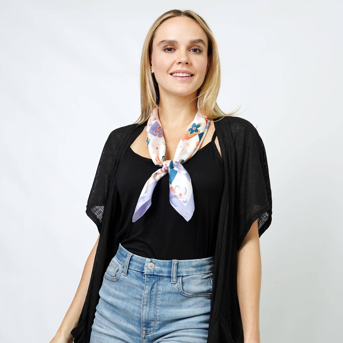 Floral Print Satin Square Scarf/Headwrap/Tube top