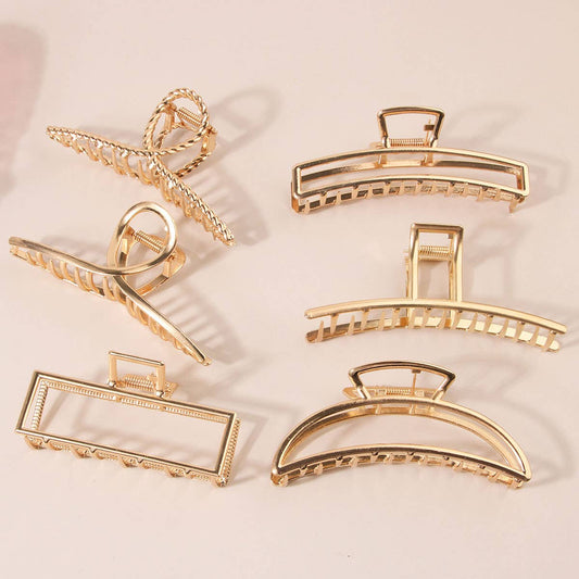 GOLD METAL HAIR CLAW CLIPS_CWABE0199