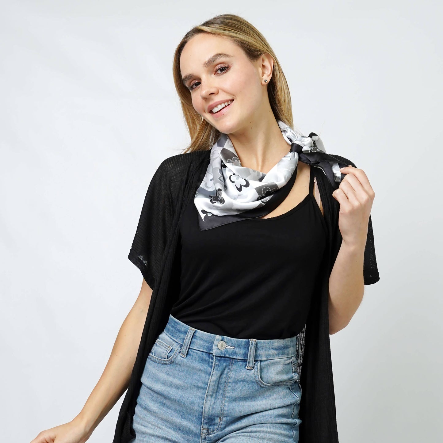 Floral Print Satin Square Scarf/Headwrap/Tube top