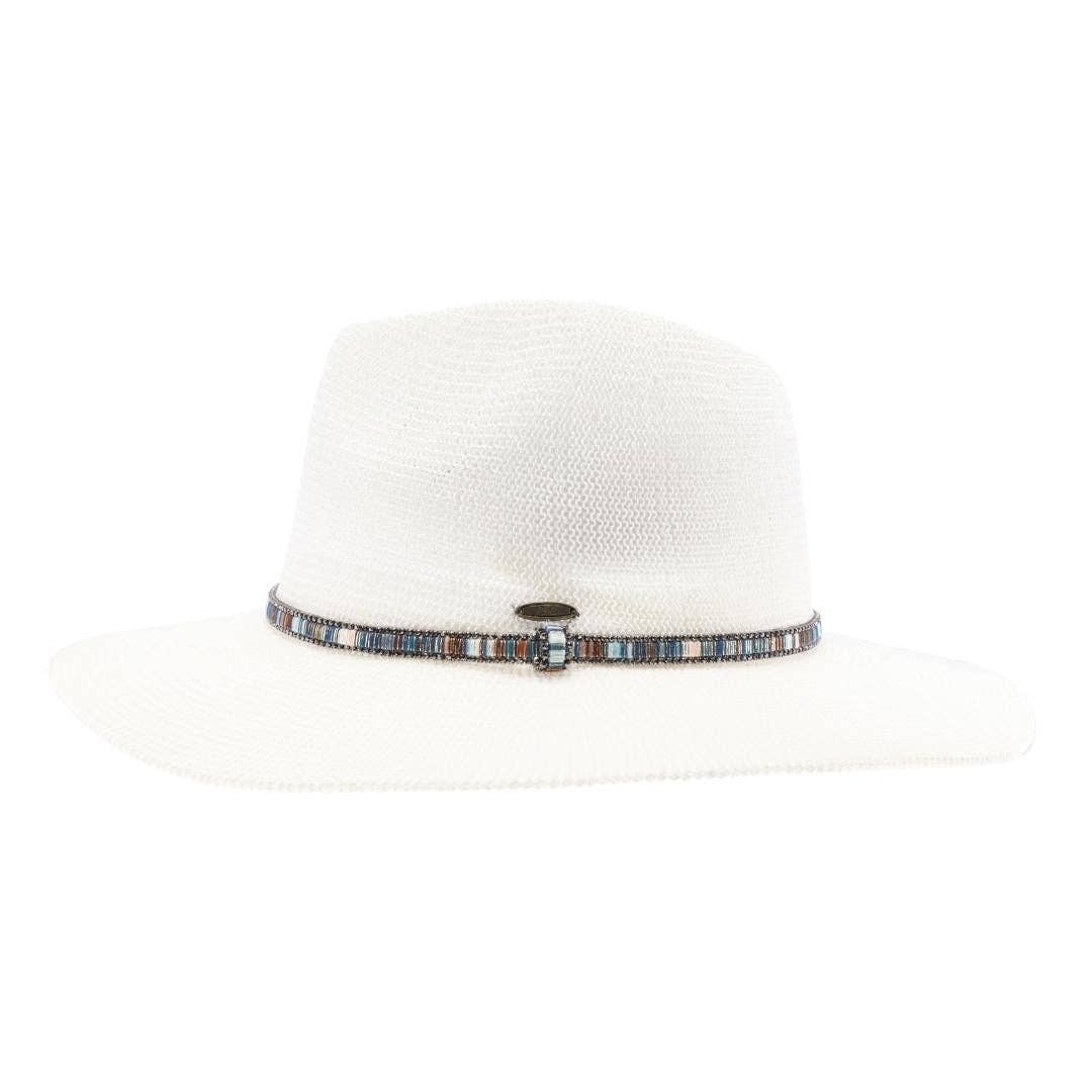 Knit Multi Thread Rhinestone Band Panama Hat