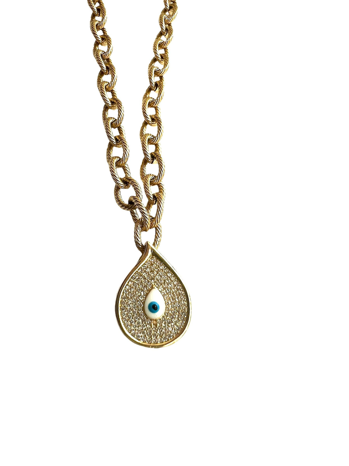 Gold-Filled Pave Evil Eye Necklace