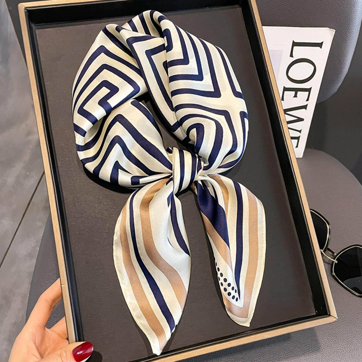 Minimalist striped mulberry silk scarf