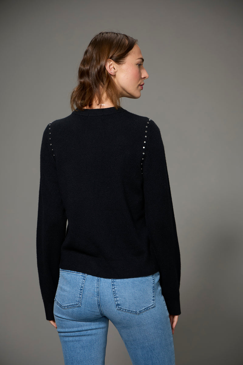 STUDDED CREW NECK SWEATER