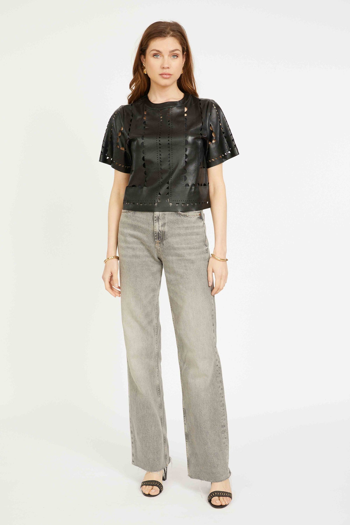 Anisa Top in Black Vegan Leather