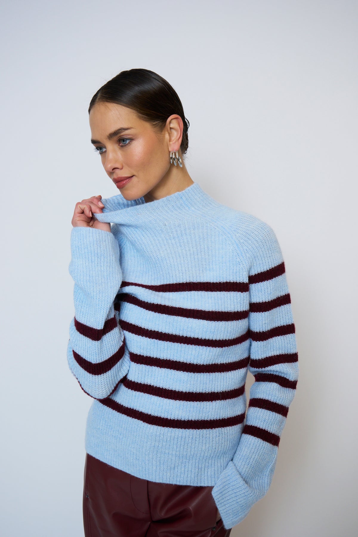 Marley Striped funnel neck