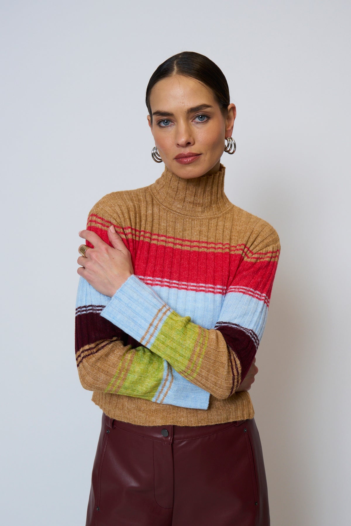 Marley Ribbed Gradient Stripe T-Neck