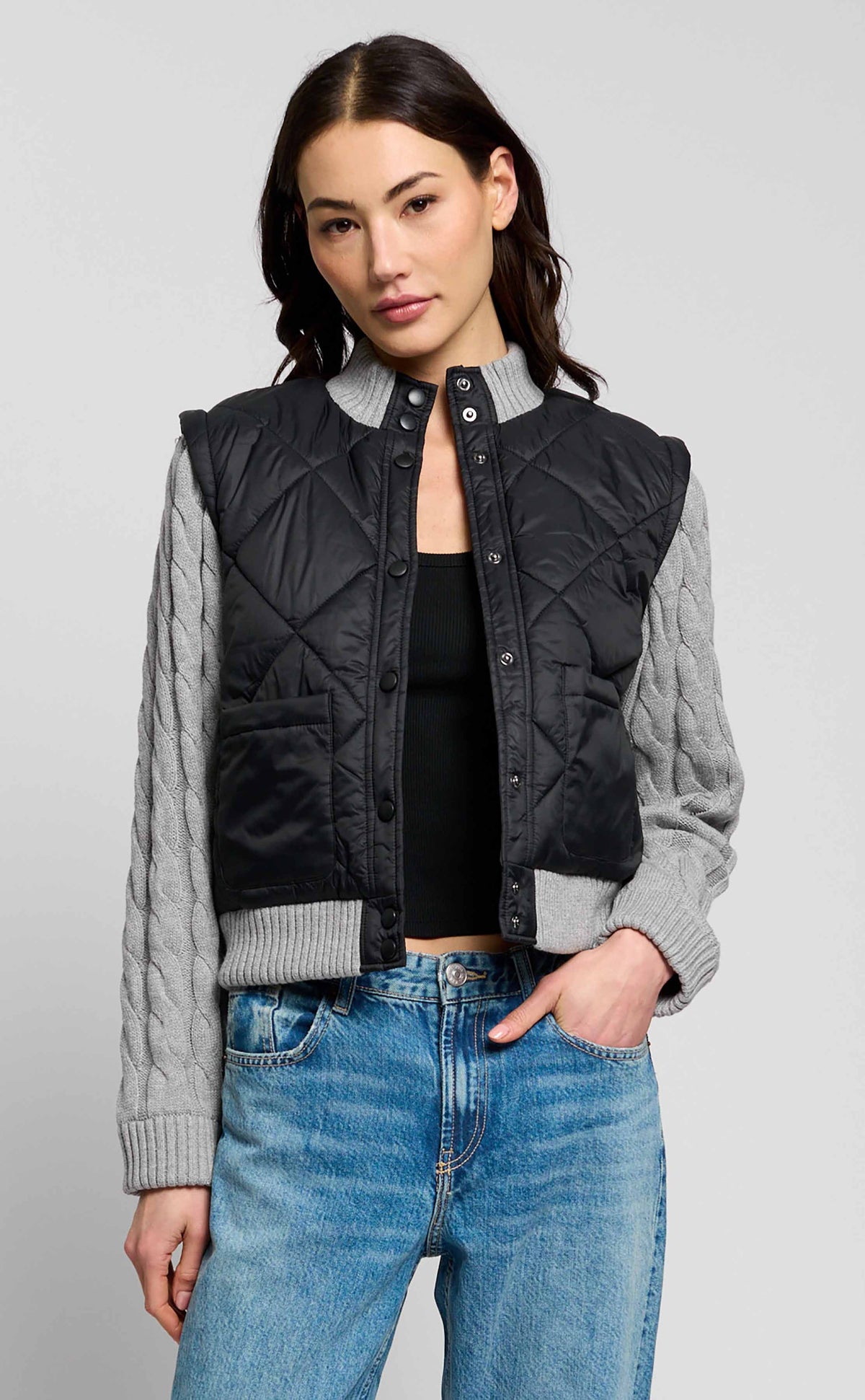 EMBER QUILTED NYLON SWEATER SLEEVE PUFFER