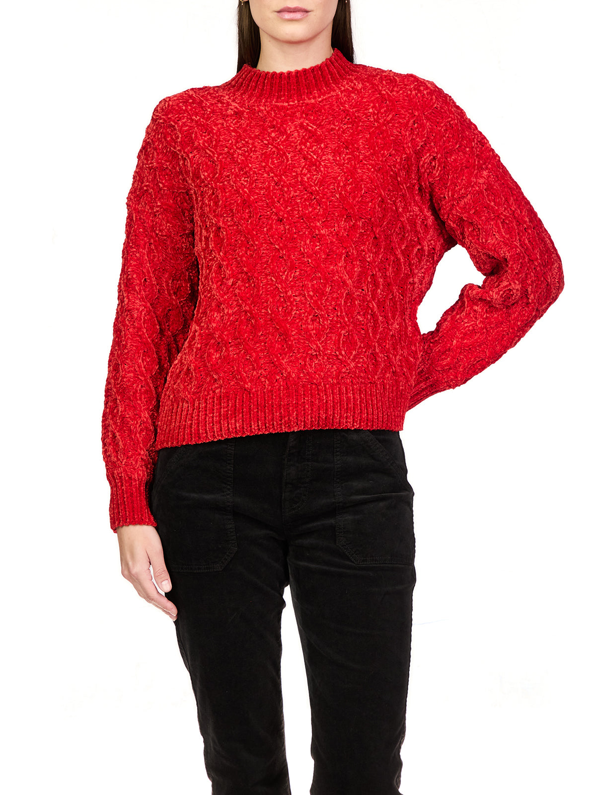 Cable Mock Neck Sweater