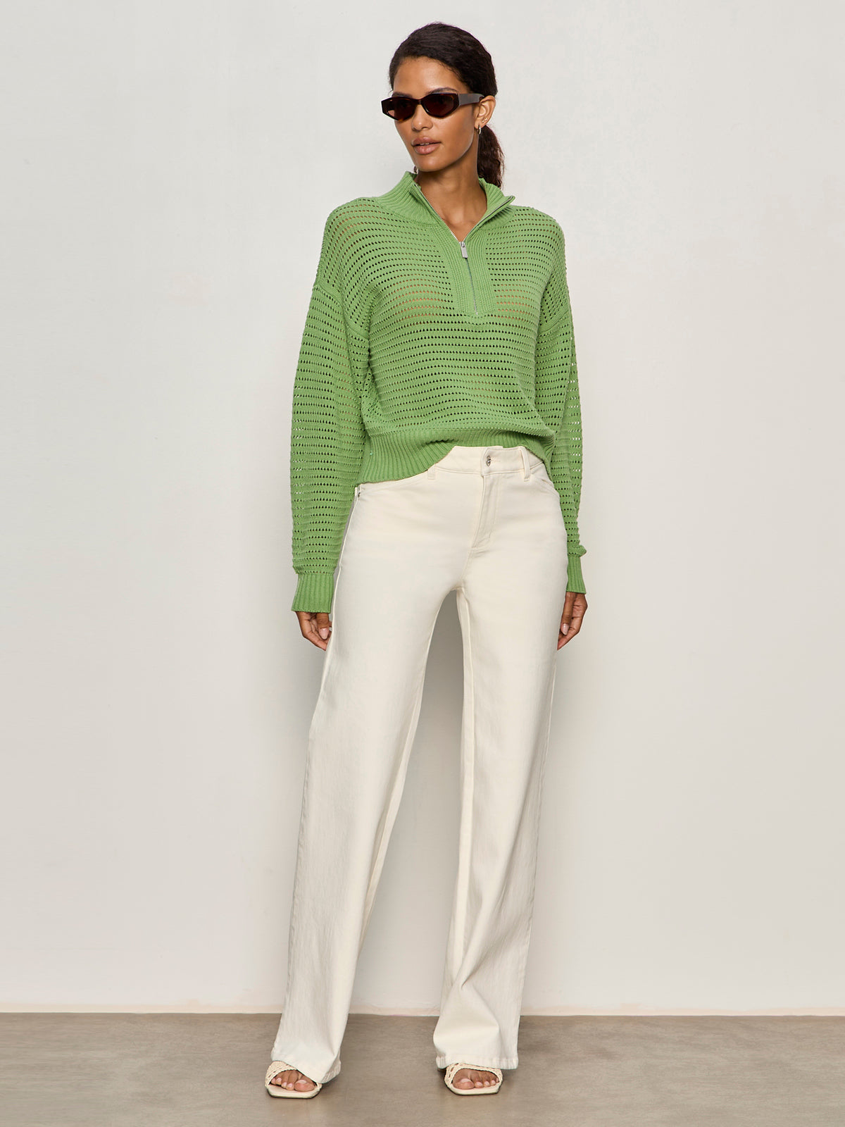 OPEN KNIT 1/2 ZIP SWEATER