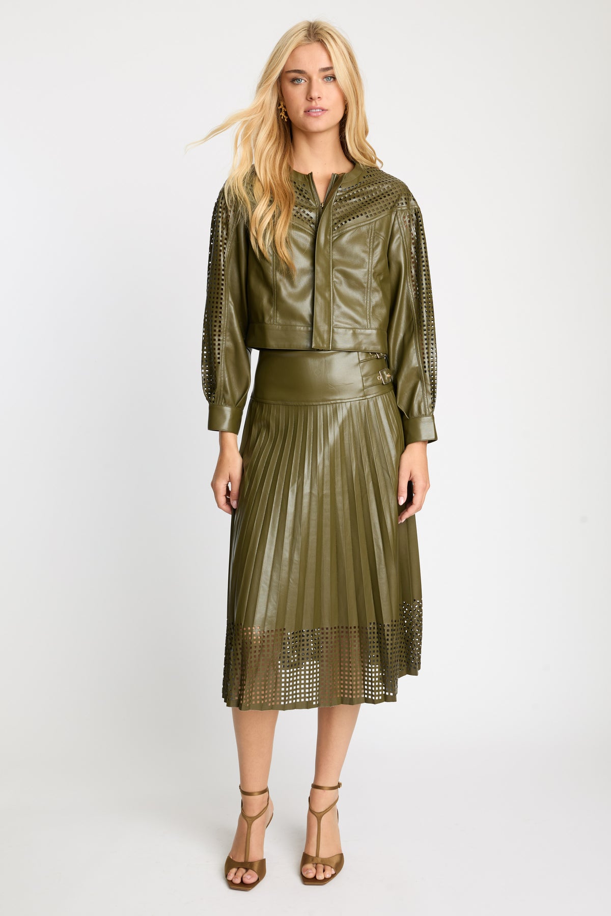 Sabrina Jacket in Loden Green Vegan Leather