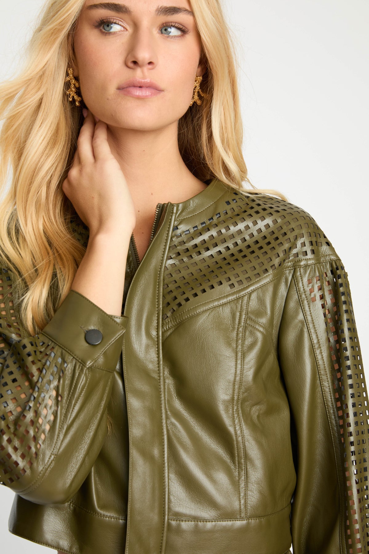 Sabrina Jacket in Loden Green Vegan Leather