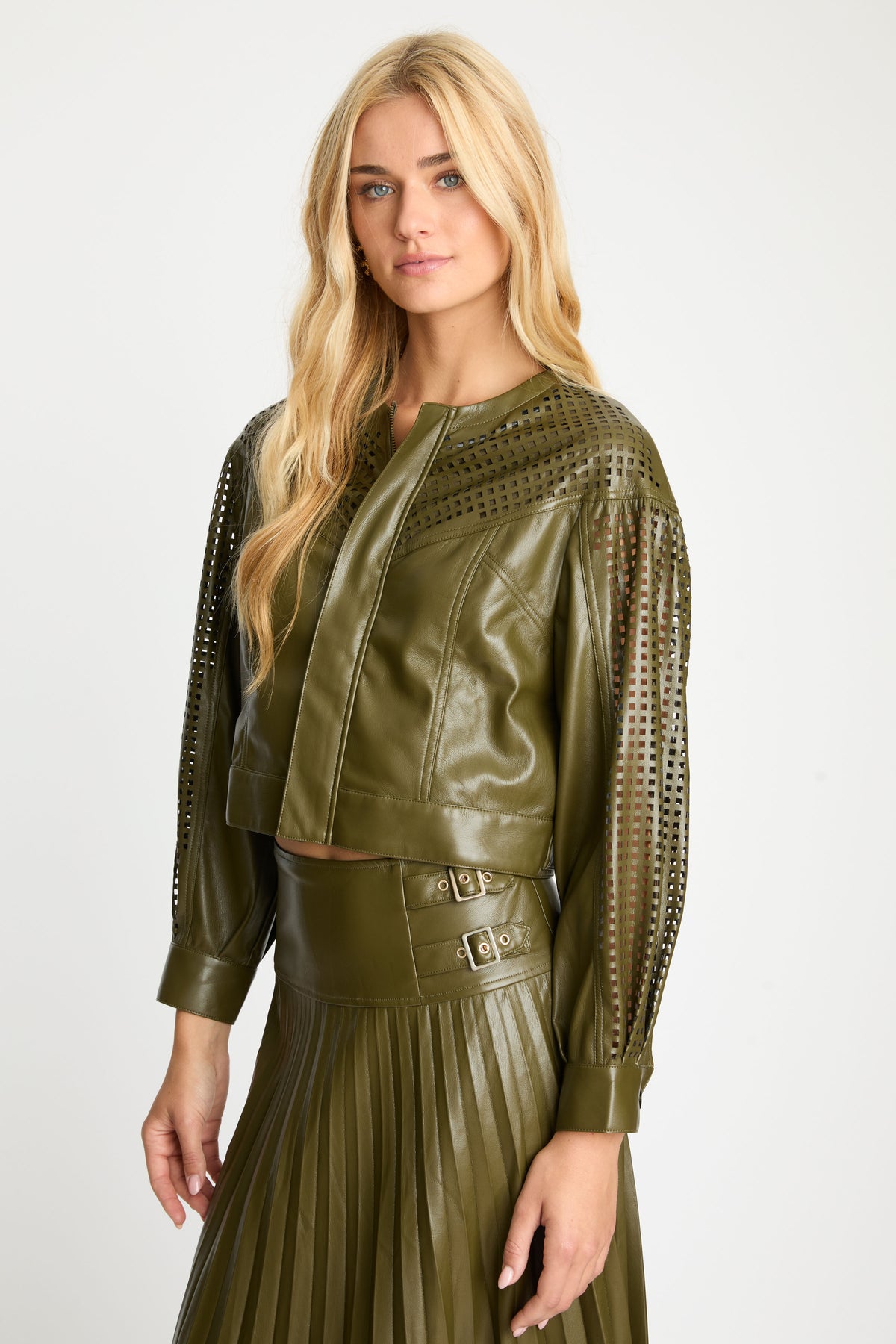 Sabrina Jacket in Loden Green Vegan Leather