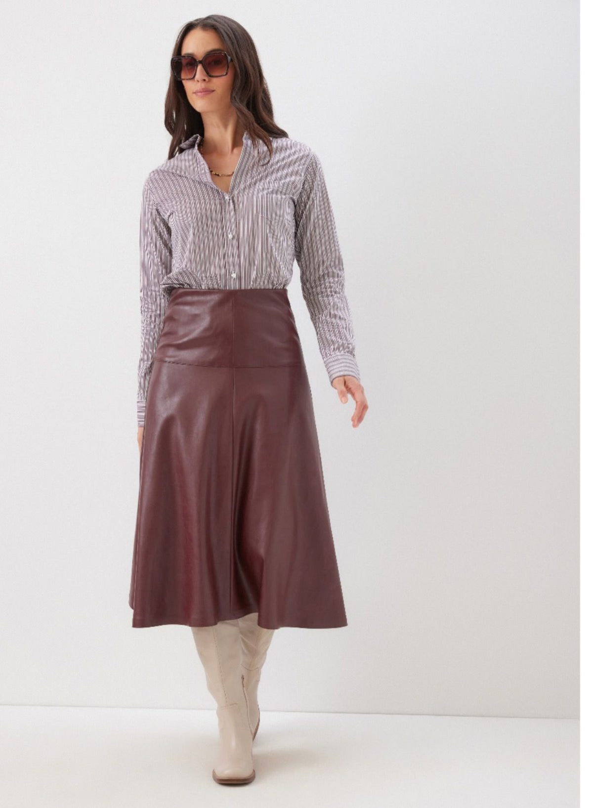 Faux Leather Midi Skirt