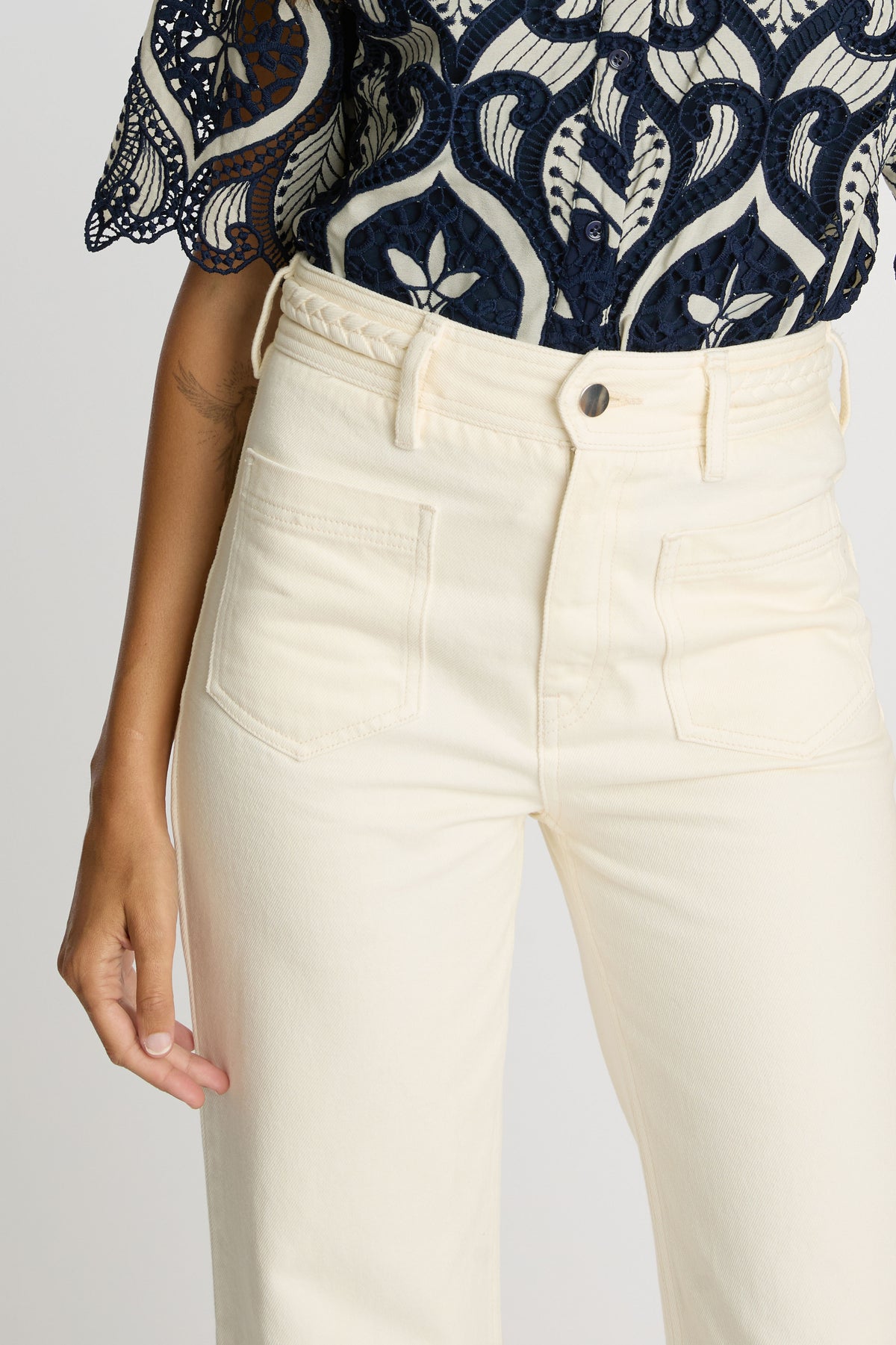 Sienna Denim Pant in Cream