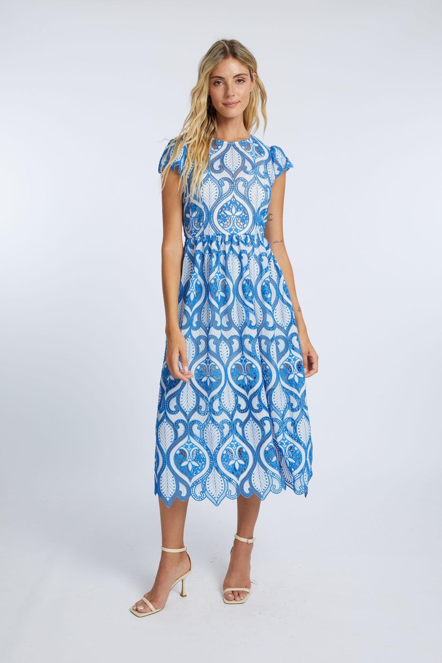 Raquel White / French Blue Lace Dress