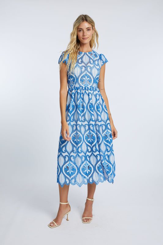 Raquel White / French Blue Lace Dress