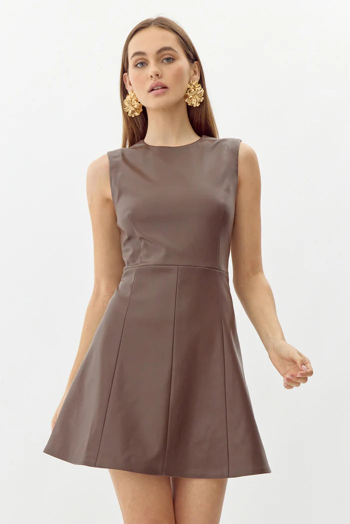 Tiffany Vegan Leather Fit and Flare Dress