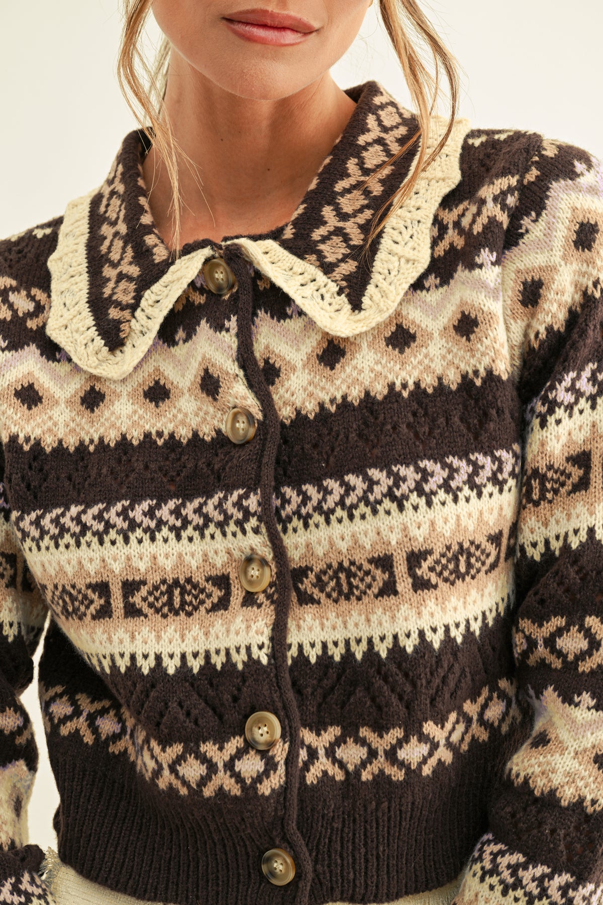 LENA JACQUARD KNIT CARDI