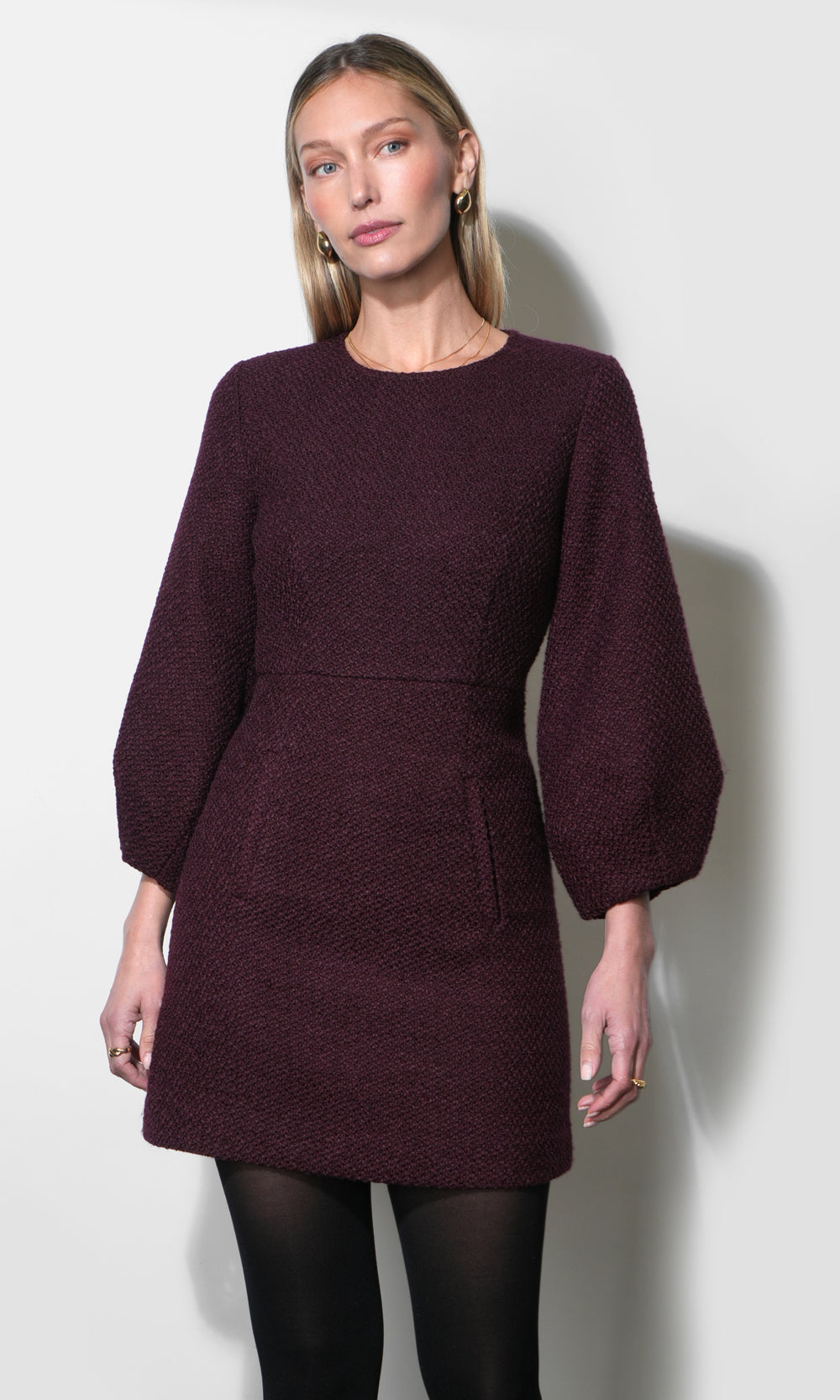 Rayna Bubble Sleeve Tweed Mini Dress